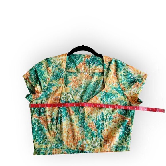 Vintage 1960s Floral Dress S/M, Green Orange Yellow Mad Men - Picture 4 of 15